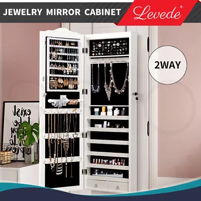 Levede Mirror Jewellery Cabinet Makeup Storage Cosmetic Organiser Box Hanging • $119.99