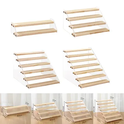 Acrylic Riser Shelf Shop Counter Display Stand Wooden Rack Shelf For Jewelry • £11.44