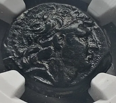 Seleucid Kingdom Tryphon 142-138 BC AE18 Macedonian Helmet Goat Horn NGC VF • $119