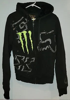 FOX RACING Hoodie Mens Small Monster Energy Zip Fur Motocross • $99