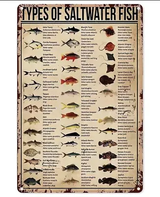 US Saltwater Fish Vintage Tin Sign - Wall Decor  Bar  Pub • $12