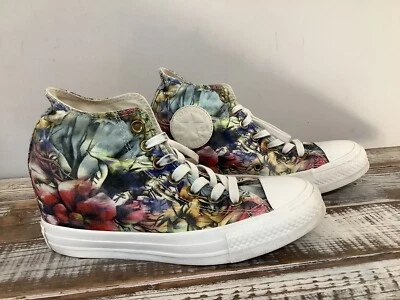 $35 • Buy Converse Chuck Taylor All Star Lux Hi Floral Women's Size 7.5 Hidden Heel Wedge