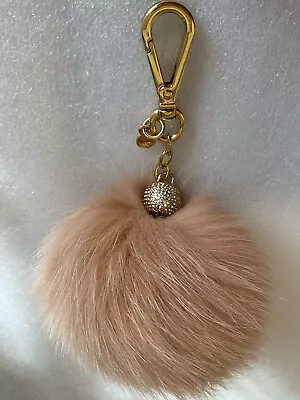 Michael Kors Dyed Fox Fur Pom Pom With Crystal Ball Bag Charm Keychain • $40