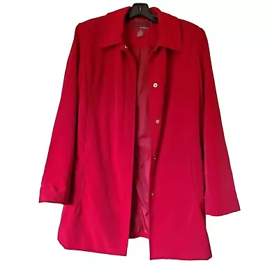 Merona Womens Rain Jacket Snap Button Front LS Midi Medium GUC • $23.10