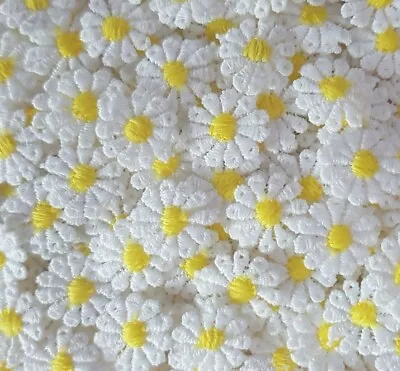 10/30/50 Tiny White/yellow Guipure Lace Daisy Motifs Sew On Flower Appliques • £3.98