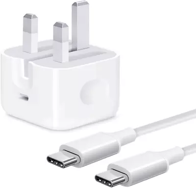 Charger Plug And Cable For IPad Pro 20W USB C Fast Charger With 2M USB C To C C • £16.13