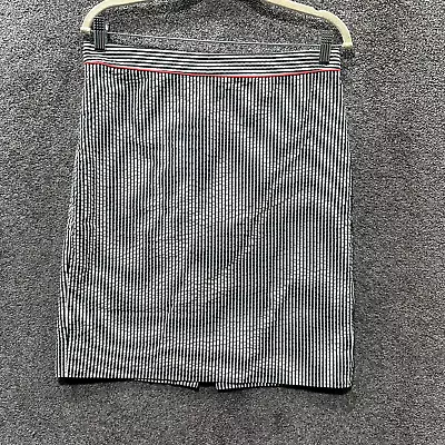 J Crew Pencil Skirt Size 6 Gray Striped Seersucker Cotton Back Zip Office Casual • $9.87