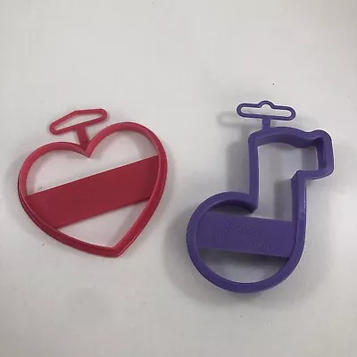 Wilton Red Heart And Purple Musical Note Shaped Plastic Cookie Cutters • $8.99