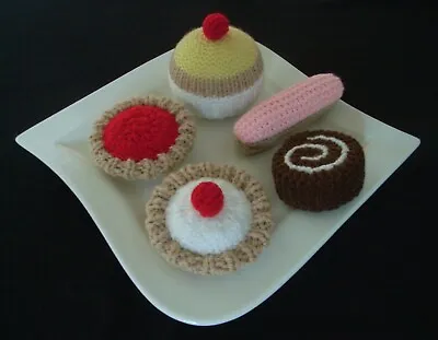 A Selection Of 5 Hand Knitted Cakes - Toy Food • £6.99