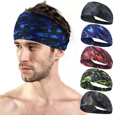 Wide Elastic Headbands Head Wraps Sports Yoga Running Hair Bands For Men Women • $5.99