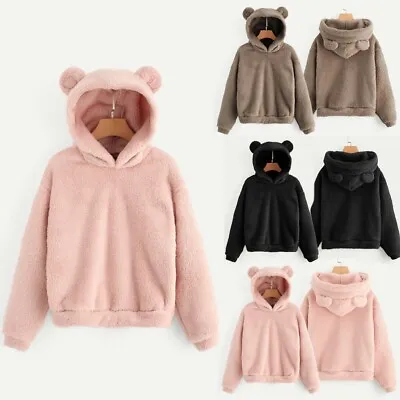 £11.87 • Buy Plus Size Women Fleece Sweatshirt Winter Warm Bear Ear Fuzzy Hoodie Pullover Top