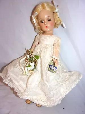 Early Madame Alexander 14  Composition Bride Doll Gold  Tag Replaced Wig • $95