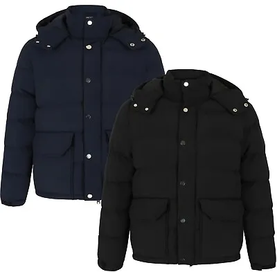 New Men Quilted Hooded Jacket Padded Bubble Puffer Puffa Warm Bomber Coat  S-2XL • $37.32