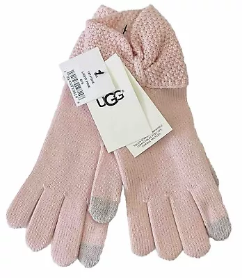 NWT UGG Women's Knit Bow Tech Gloves Pink One Size • $24.99