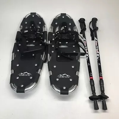 25 Inch Aluminum Snowshoes 80-180lbs With Trekking Poles And Carry Bag • $25