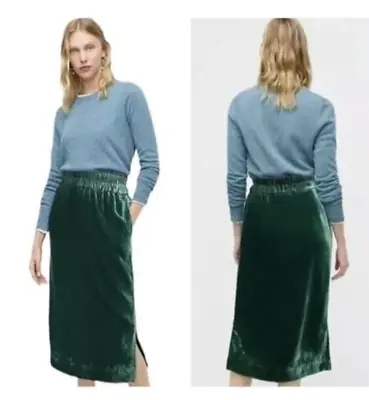 J Crew Skirt Womens Small Velvet Pull On Knee Length Elastic Waist Viscose NWT • $34