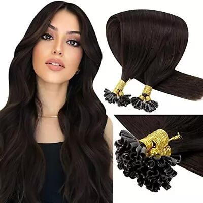  U Tip Hair Extensions Real Human Hair Dark Brown Utip Hair 20 In 1-3 UTip#2 • $78.63