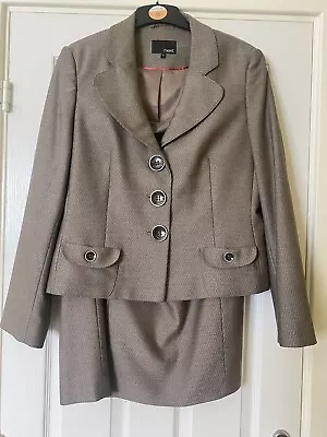 Next 60’s Style Skirt Suit Mink/Fawn Brown Size 16 Jacket 14 Skirt NWOT • £45