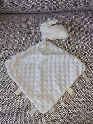 Mamas And Papas White Grey Striped Rabbit Baby Comforter Blanket • £8