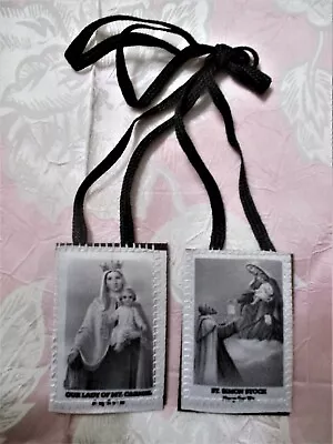 Vintage Our Lady Of Mt Carmel Brown Wool Scapular   NEW • $7.50