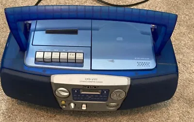 Tested Vtg Sony CD Radio Cassette Recorder CFD-V177 Boombox Stereo Clear Blue • $79.99