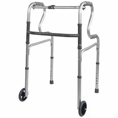 Dual Rise Lightweight Aluminium Folding Walking Frame Wheeled For Easy Transport • £76.99