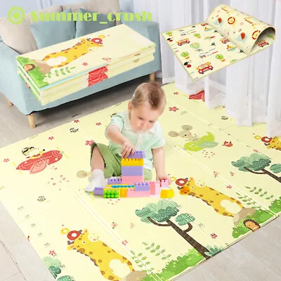 2 Sided Baby Foam Play Mat Foam Crawling Soft Blanket Cartoon Waterproof Picnic • £18.95