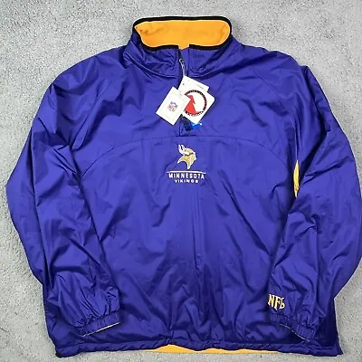 Vintage Minnesota Vikings Jacket REVERSABLE Coat Fleece NFL Purple Size 2XL • $49.95