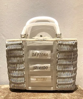 Vintage 1950s White Wicker And Pearl Miami Handbag Marilyn Monroe • £80