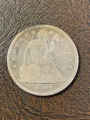 1864 Seated Liberty Dollar Vg Details Surface Hit Tough Civil War Date • $775