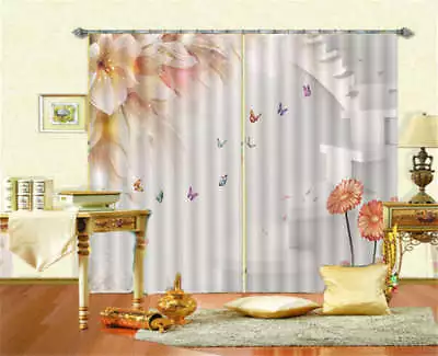 Colourful Butterfly 3D Curtain Blockout Photo Printing Curtains Drape Fabric • $211.92