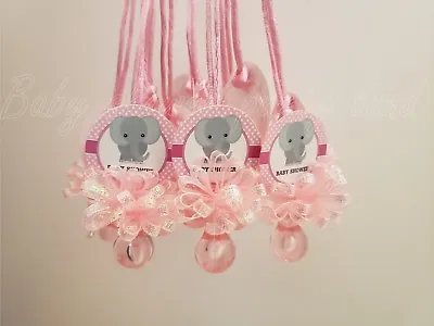 12 Elephant Pacifier Necklaces Baby Shower Its A Girl Game Favors Prize Recuerdo • $13.99