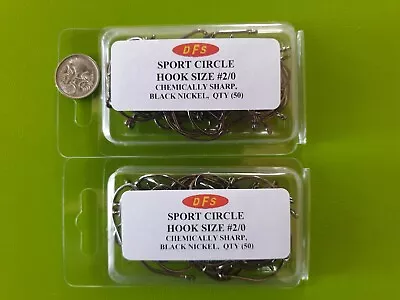 100x 2/0 DFS Octopus Sport Circle Fishing Hook Chemically Sharp Tackle • $13.60