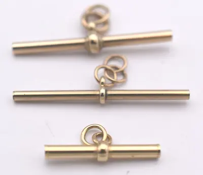 VERY USEFUL X3 EXCELLENT VINTAGE YELLOW 9ct GOLD T BAR PENDANTS ALL STAMPED 375 • £150