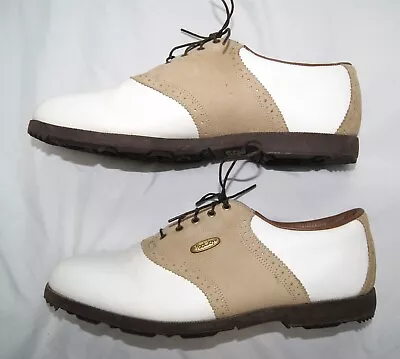 Footjoy Golf Shoes Men 13 M Soft-joys Sierra Saddle Spikeless White W/ Brown • $34.74