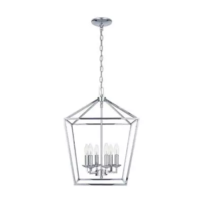 Home Decorators Caged Farmhouse Chandelier 6-Light Dimmable Polished Chrome • $161.20