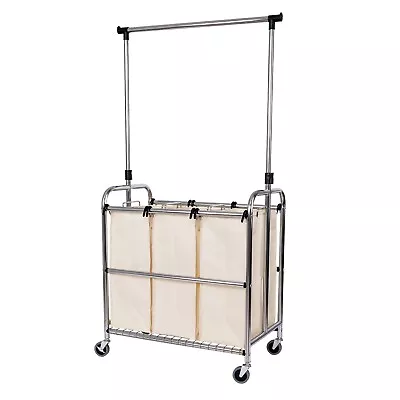 $89.99 • Buy Seville Classics 3-bag Laundry Sorter With Adjustable Clothes Bar