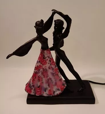 Art Deco Flamenco Dancing Man & Woman Figural Desk Table Floral Mood Lamp *READ* • $85