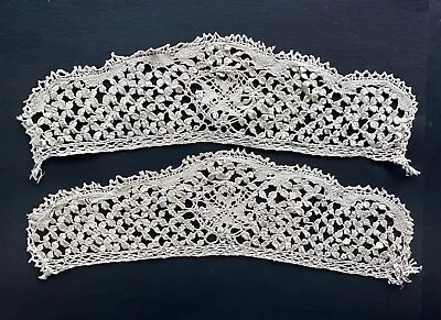 Antique Maltese Lace Cuffs Ivory Silk Pair Handmade • $61.98