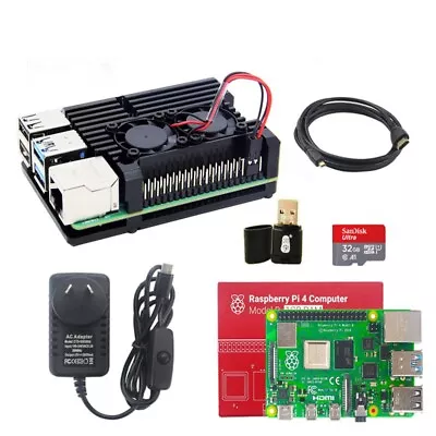 Raspberry Pi 4 Model B 2GB 4GB 8GB Starter Kit Board Power Supply Aluminum Case • $175.45