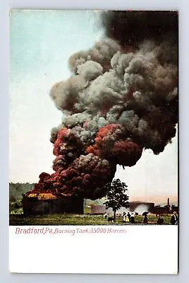 Burning Oil Tank 35k Barrels Lightning Strike Bradford Penn PA UDB Postcard • $7.51