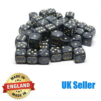 16mm Black Pearl Six Sided Spot Dice - Choose Quantity - D6 Game Dice  Wargaming • £2.50