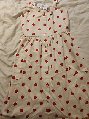 Lacoste Youth Dress Polka-dot Ivory Red NWT Age 12 Pockets  Button Front  • £23.32