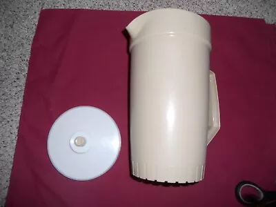 Vintage Tupperware Pitcher Tan With White Lid 2 Quart W/Push Button Lid • $11.99