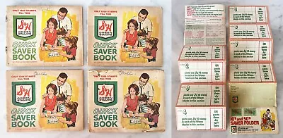 S&H Green Stamps - 2 FULL & 2 EMPTY Quick Saver Books + 2 EMPTY SAVER FOLDRS • $9.95