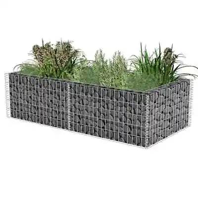 Garden Gabion Raised Planter Landscaping Bed Rock Pot Basket Galvanised Steel UK • £37.29
