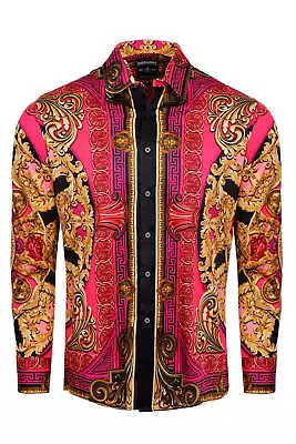 BARABAS Men's Rhinestone Medusa Floral Long Sleeve Shirts 3SPR416 • $185