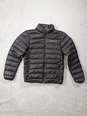 Eddie Bauer Puffer Jacket Mens Small EB 650 Down Long Sleeve Pockets Black  • $36.99