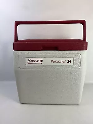 Vtg Coleman Personal 24 5276 Red White Cooler Ice Chest Tray Lid Rare Large • $35