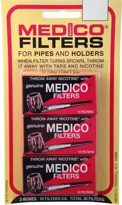 3 Pack Genuine Medico Missouri Meerschaum Corncob Pipe 6mm Filters 30 Total 1001 • $8.95